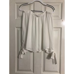 White Off The Shoulder Long Sleeve Top